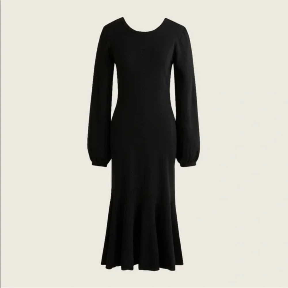J. Crew Black Twist-Back Merino Wool Sweater Dress